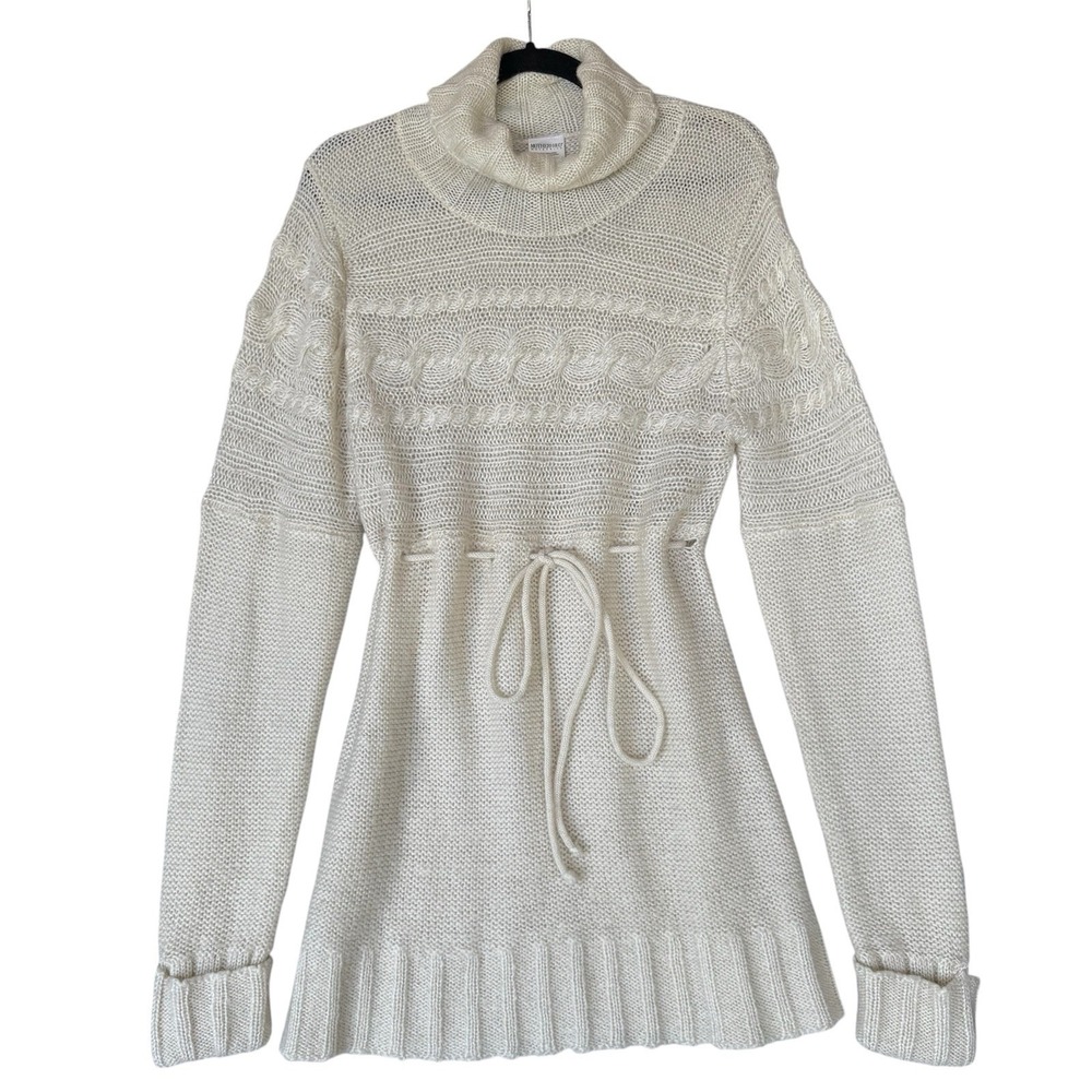 Vintage Y2K Motherhood Maternity Sweater Tunic Womens Large Ivory Cream Coquette